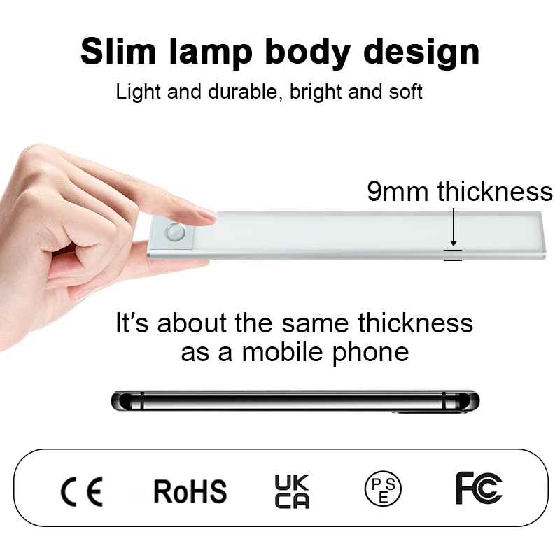 Motion Sensor LED Night Light Rechargeable Closet & Wall Lamp with 3 Colors under Counter & Cabinet Lighting for Room