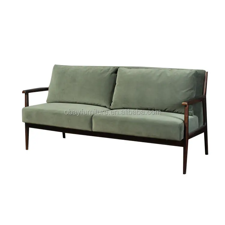 Best price Nordic wooden Design modern 2 seater sectional Sofa with loose cushion back rustic weeding sofa set