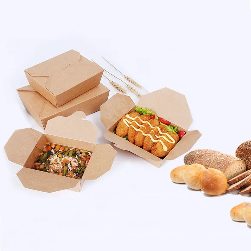 Kraft Paper Sandwich Packaging Free Rigid Boxes Transparent Cake Boxes Disposable Food Paper Packaging Food Bucket