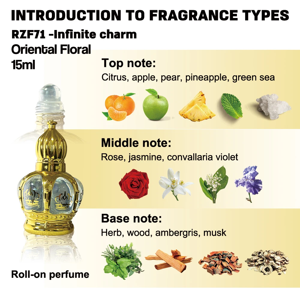 Wholesale High Quality   Original brand Easy to carry  Rose Jasmine authentic Arabian womens Perfume supplier