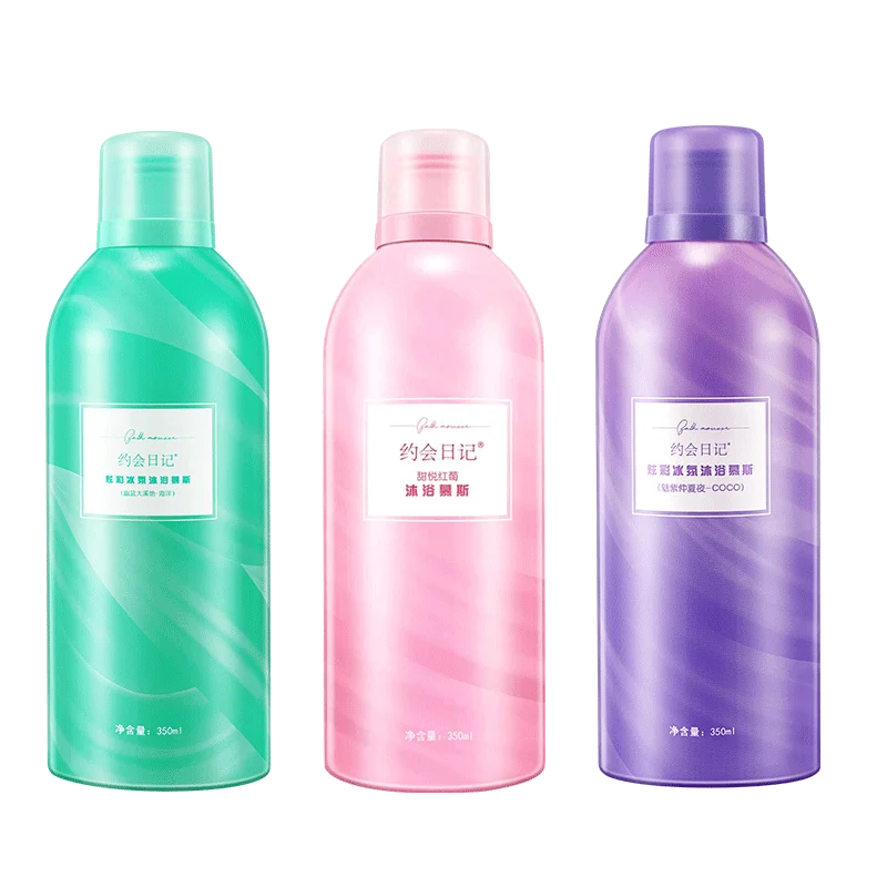 2021 новый 350 мл пены мусс OEM осветляющее очищающее средство для кожи спрей-пузырь геля душа мытья тела Ванна Mmousse