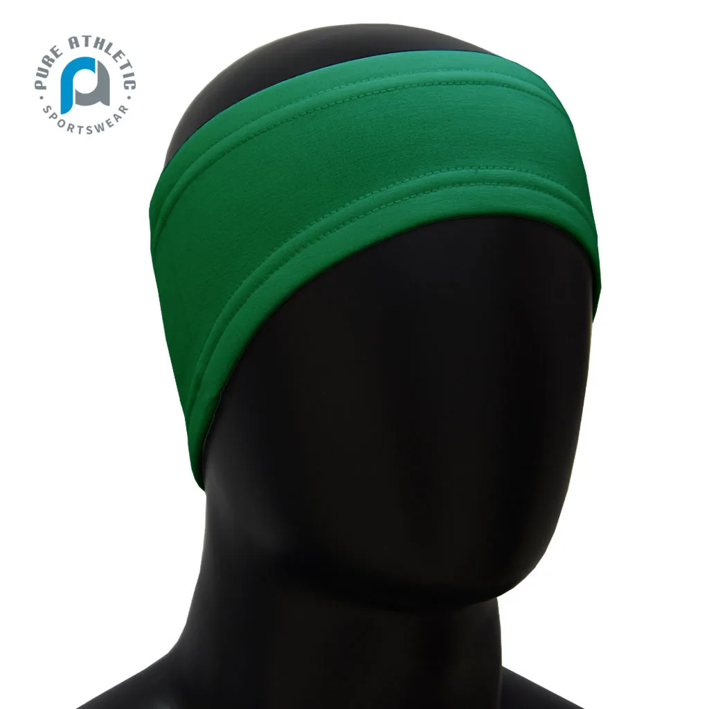PURE solid green Sublimation elastic Polar Fleece Headband Ear Warmer Winter