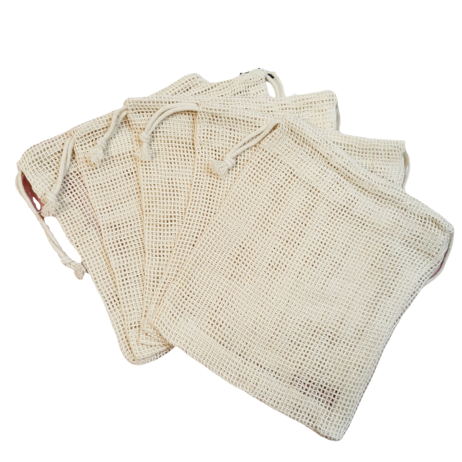 Wholesale Custom Design Kitchen Custom Natural Cotton Mesh Linen Drawstring Bag