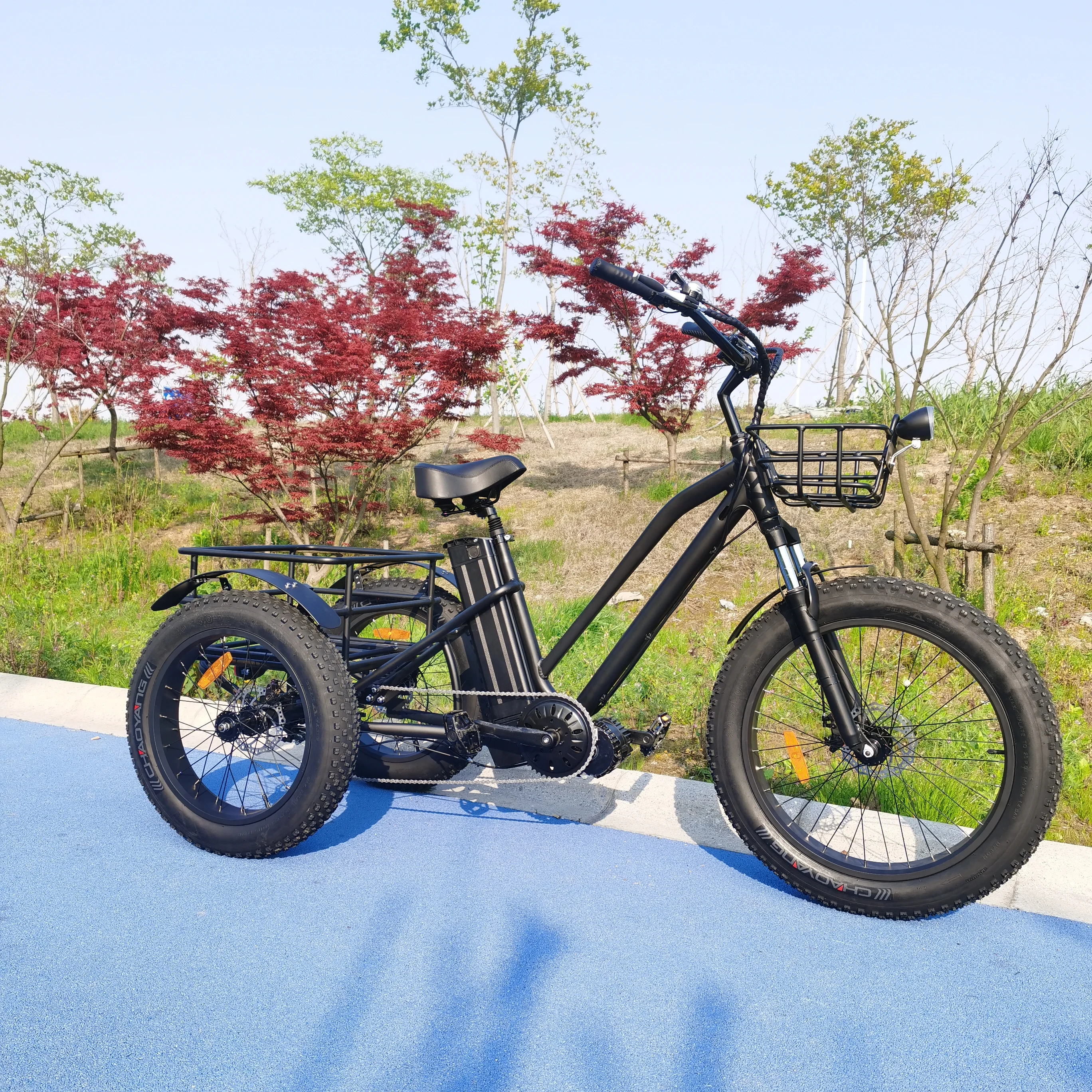 48v 1000w mid drive electric trike cycle beach tour ebike for rental bicicleta electrica tandem tricycle cargo