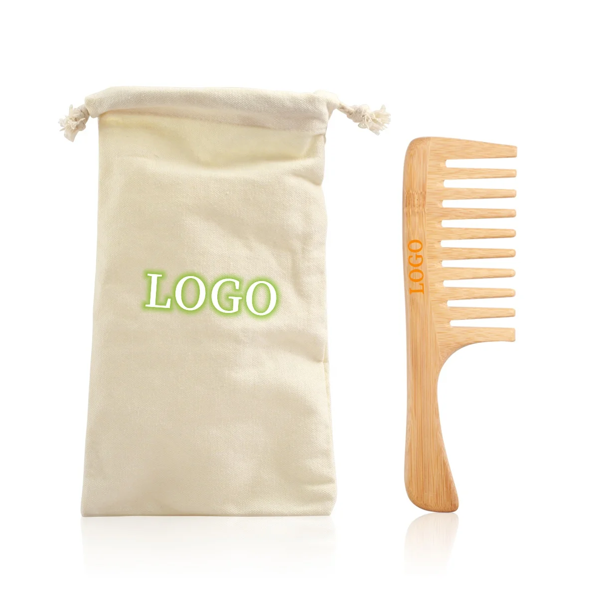 High Quality Eco-friendly Natural Bamboo Comb Wide Tooth Comb With Handle Bamboo Wooden Hair Comb