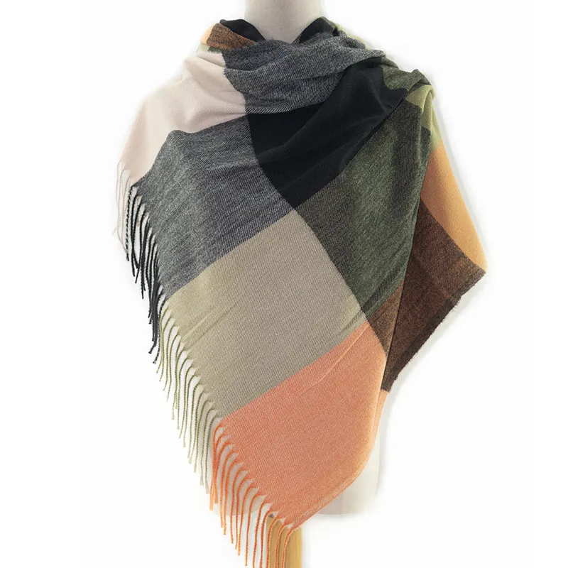 
Rulan classical design colorful grid cashmere feeling low price other scarves shawls hijab for women 
