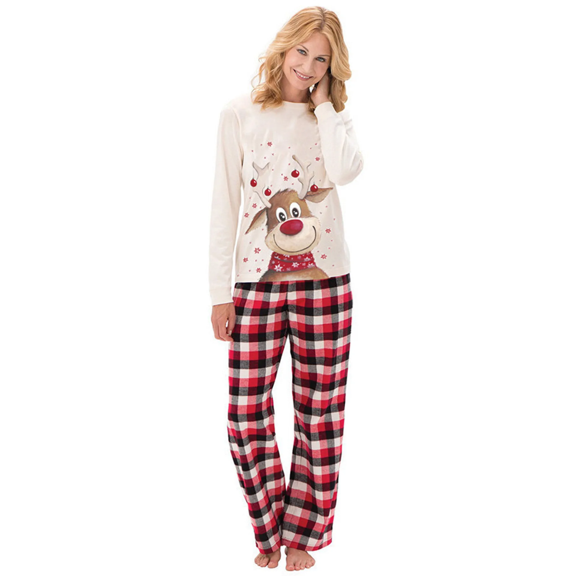 Family Holiday Party Matching Pajama Sets Elk Print Comfortable Family Suit Christmas Clothing
