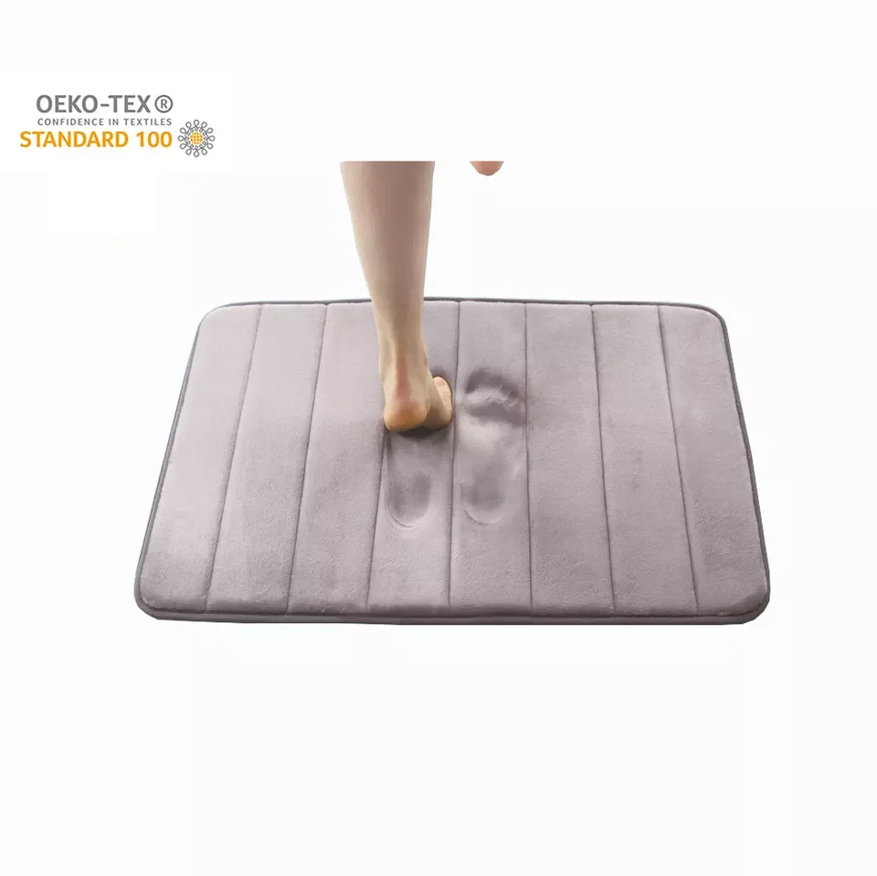 Customized Bathroom Super Soft Absorbent Water Quick Drying Coral Fleece SBR Bottom Home Bath Mat