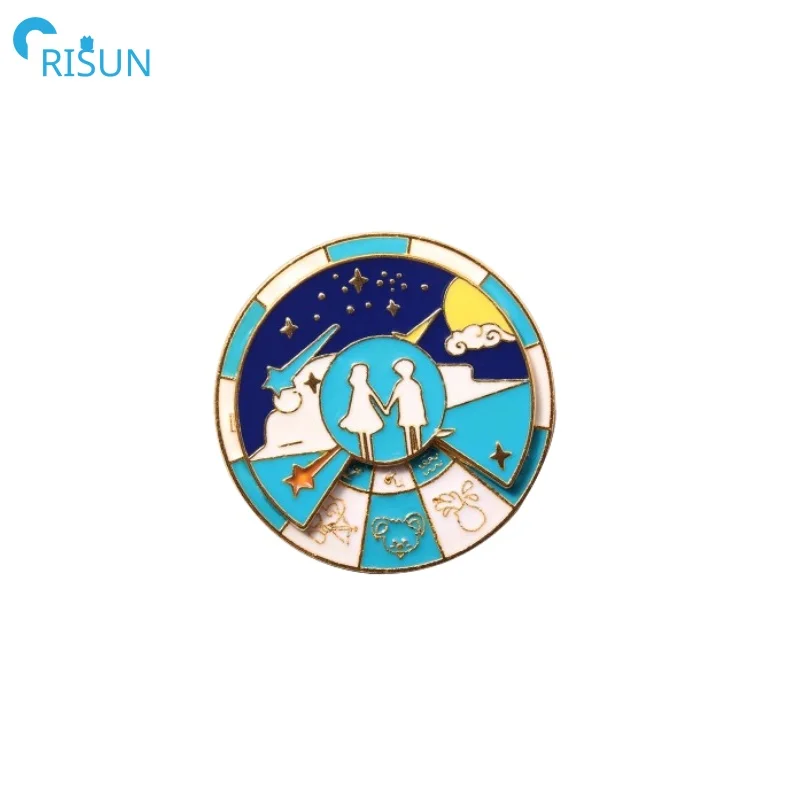 Social Power Energy Pins Movable Expression Mood Management Badge Rainbow Turntable Lapel Pins Brooch