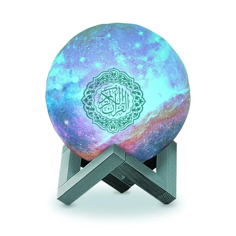 Factory Price star 7 colour changing moon light lamp blue tooth quran speaker