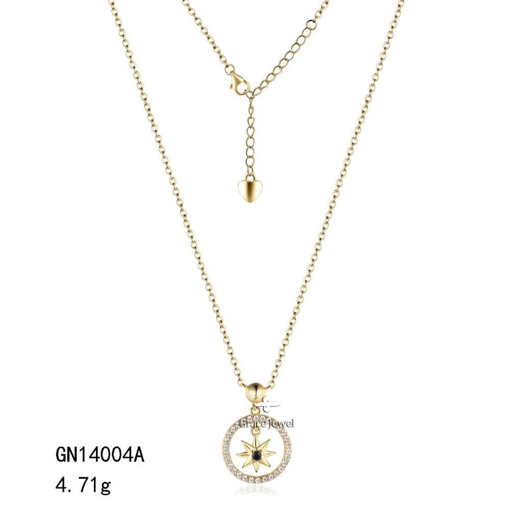 Grace Polaris North Star Sterling Silver Aesthetic Star Pendants Charms Necklace