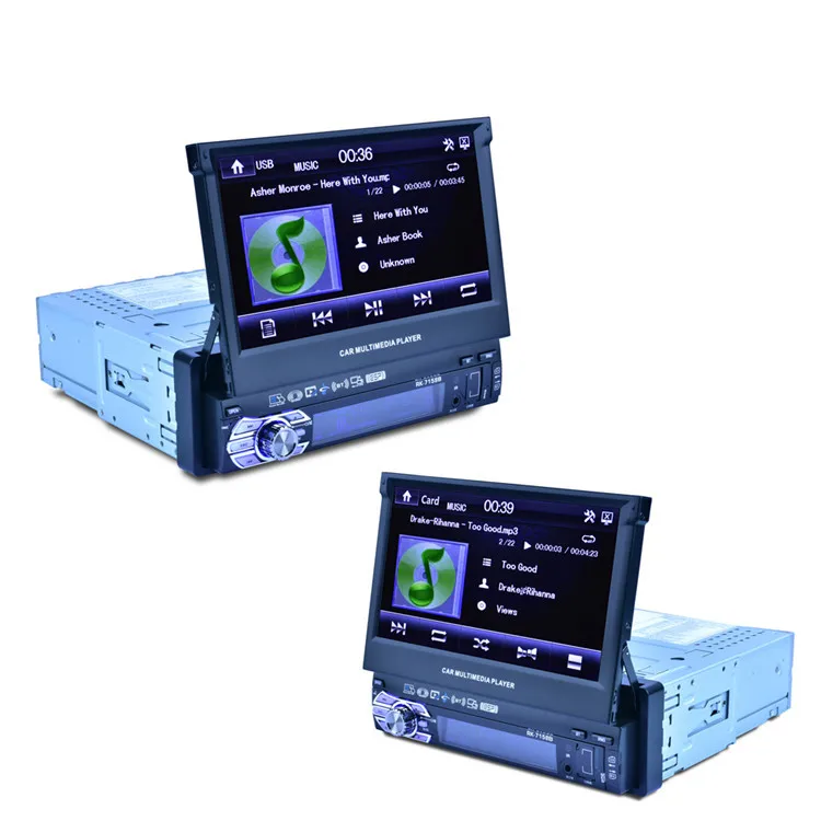 Автомобильный стерео 1 Din Автомобильная магнитола с 7 дюймов выдвижной экран Поддержка Зеркало Ссылка MP5 USB TF карты и камера заднего вида