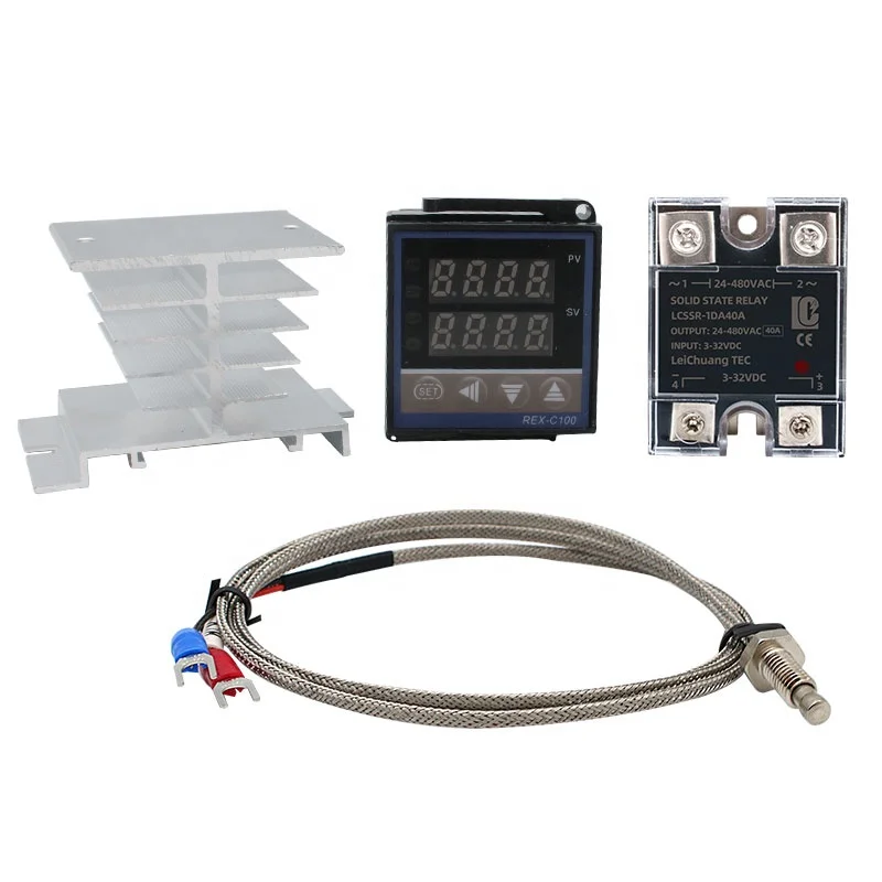 REX-C100 Set  Digital PID Temperature Controller Thermostat SSR output Max.40A SSR Relay K Thermocouple Probe