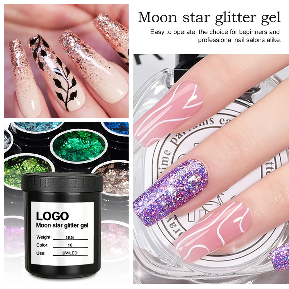 Moon Star Glitter Gel 1KG Diamond Nail Gel Polish Supper Shiny Glitter Gel In China Big Factory