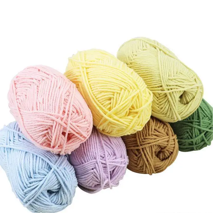 50g Rolls 5ply 4ply 3ply Colorful Soft Comfy Milk cotton yarn Fabric Cotton Blend Yarn for Beginners Hand Crochet and Knitting