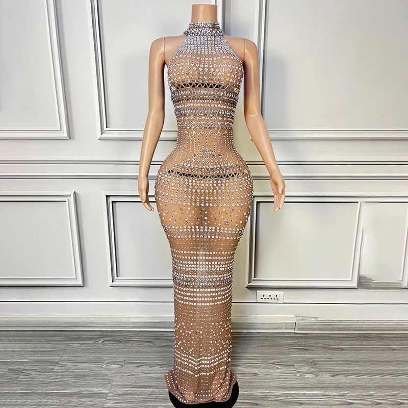 Novance Y4166 Dropshipping Sleeveless Luxury Evening Dress Woman Club Gowns For Ladies Rhinestone Elegant Dresses For Parties