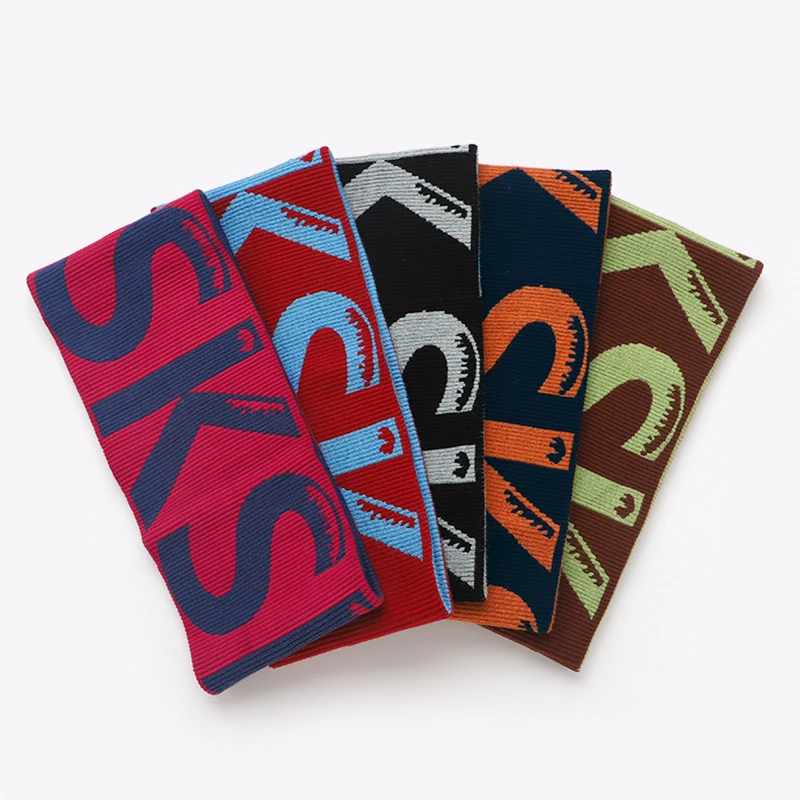 Winter Custom Printed Jacquard Logo Sport Headbands Unisex Running Athletic Knitted Headband For Men