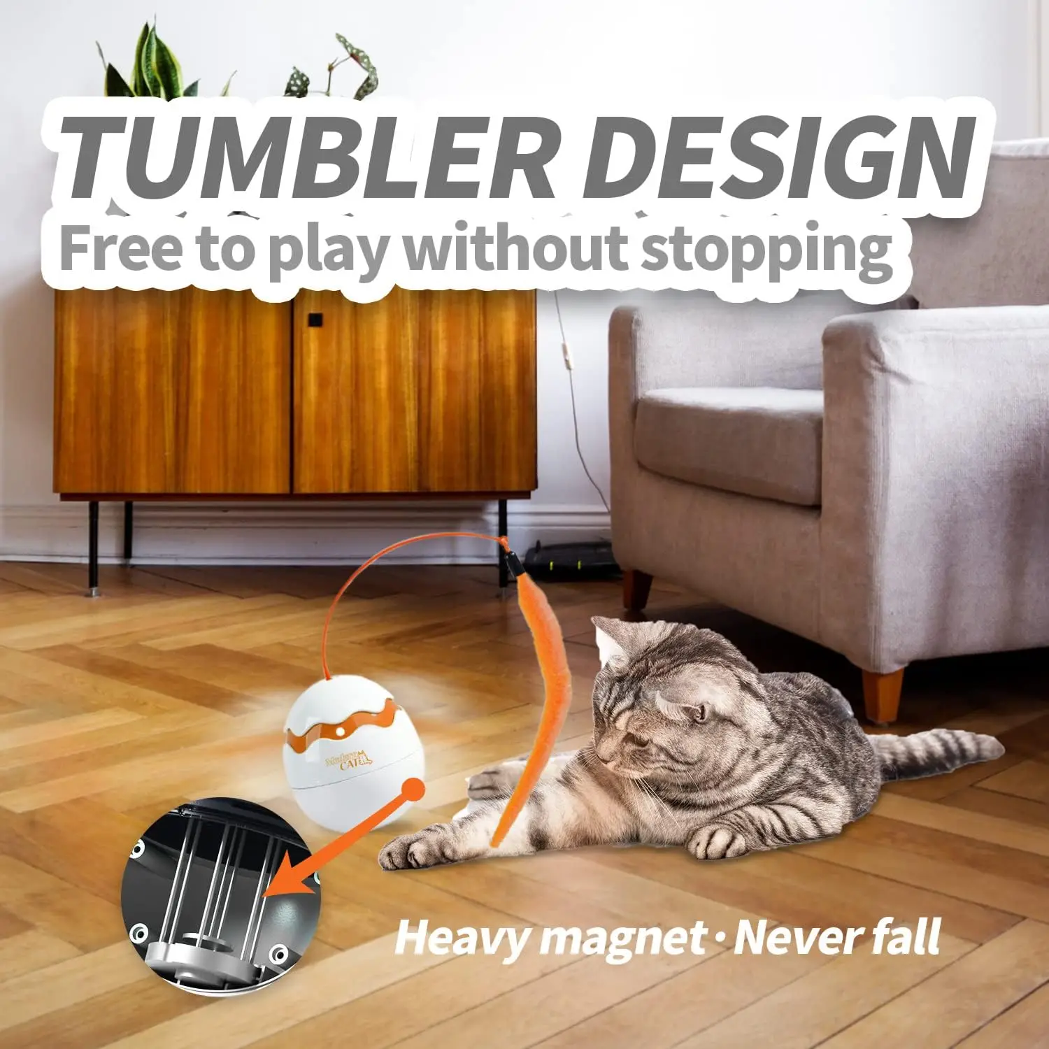 AFP Interactive Cat Teaser Toy Automatic Electric Rolling Ball With Feather Indoor Self Rotating Tumbler Spinner WIth Auto Timer