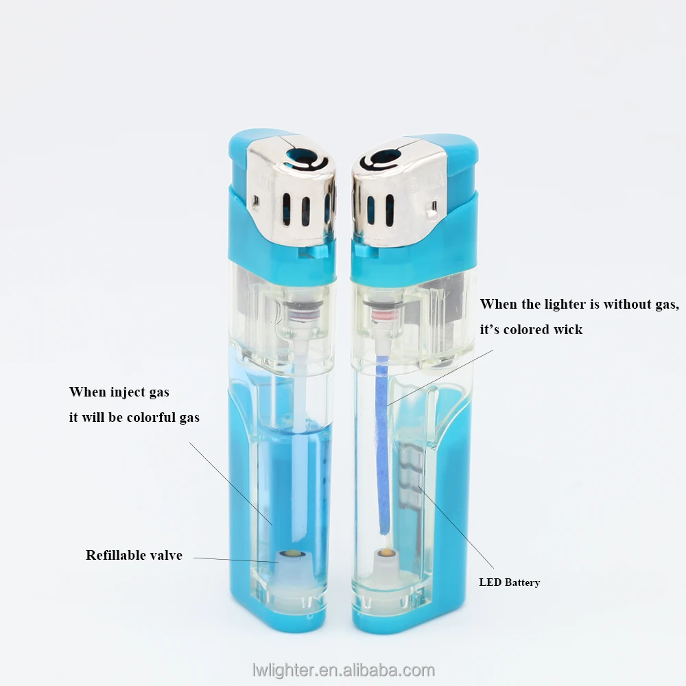 Bulk Flame Electronic Customized Lighters With Led Light