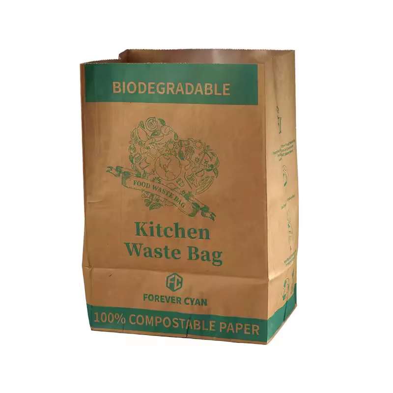 China Factory Supply Eco-friendly PLA Compostable Biodegradable Waterproof Oilproof Kraft Paper Bag With Logo