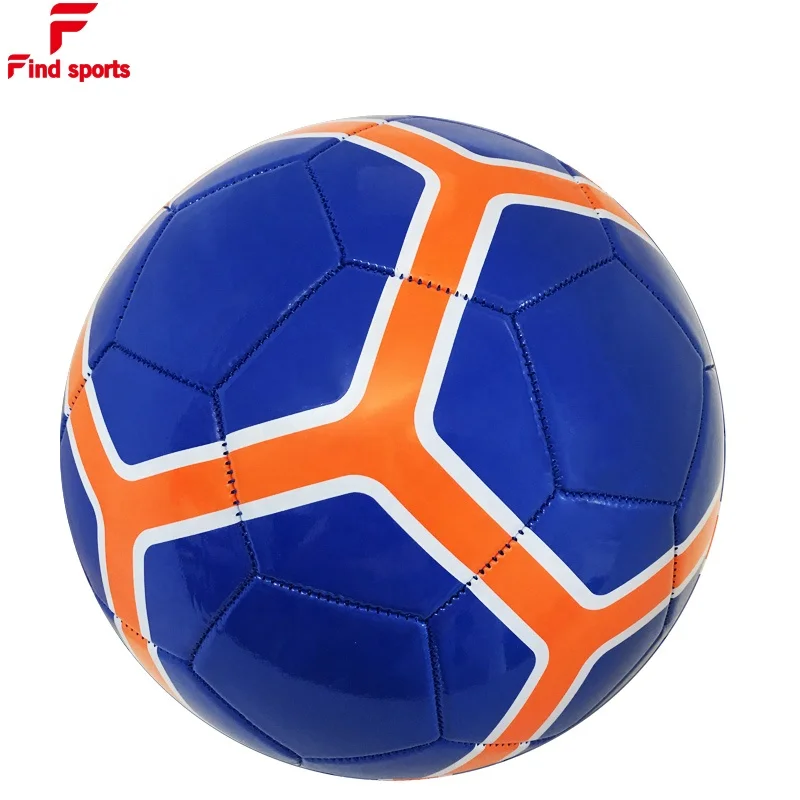 popular training strike design football PVC machine stitched ball with inflating needles for kids soccer ball size 4 in blue red