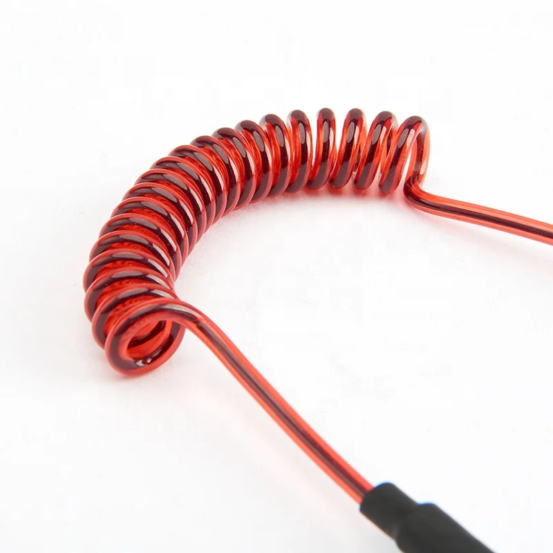 Factory Price High Retractable Coil tool coated Spring Steel Coil Lanyard With Ring Ending for safety
