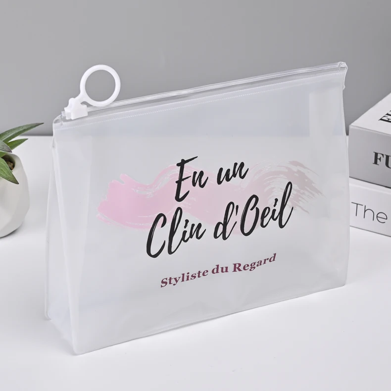 Low MOQ PVC Custom LOGO Pouch travel clear small Makeup Bag Zipper Closure Travel clear zip lock Cosmetic Bag
