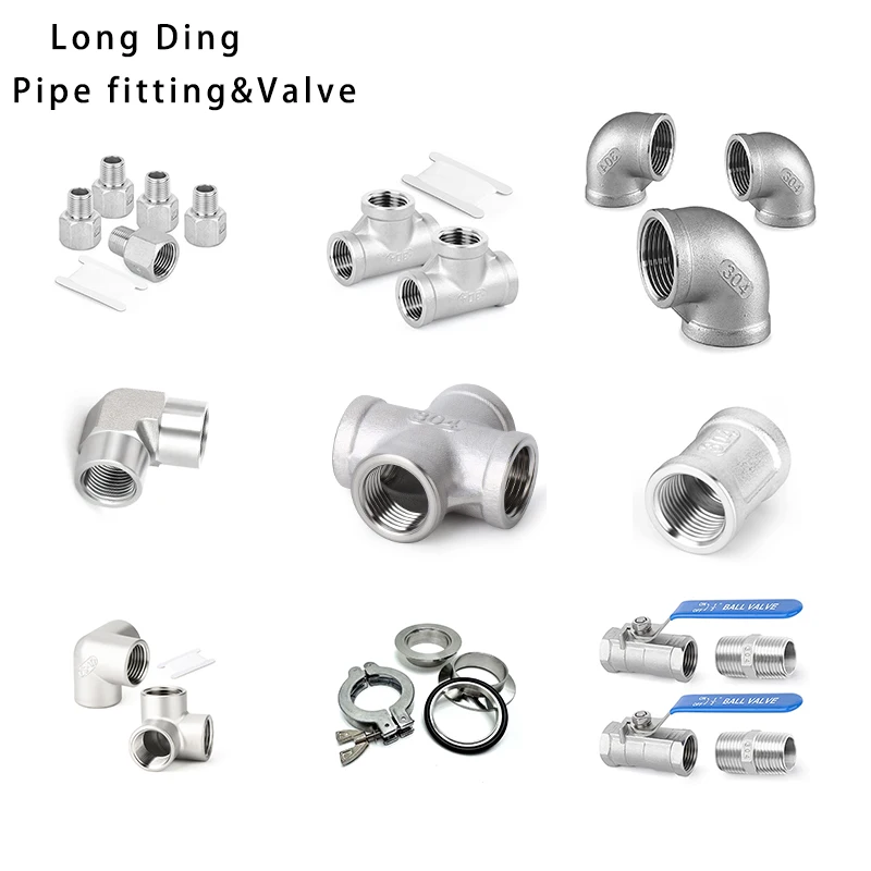 LongDing water gas SS304 SS316 Vacuum Plumbing Fittings tee Tube Fitting Control Elbow tri clamp ball valve Pipe Fittings