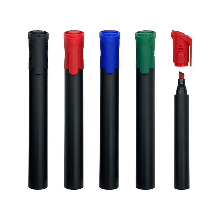 factory custom non toxic 6 mm chisel tip water proof black permanent paint art marker pen set for bottle