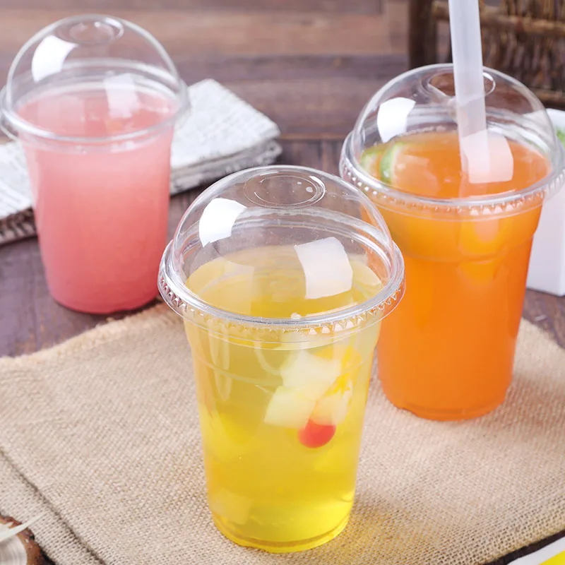 Одноразовая Пластиковая чашка 12 унций с купольными крышками из ПЭТ материала