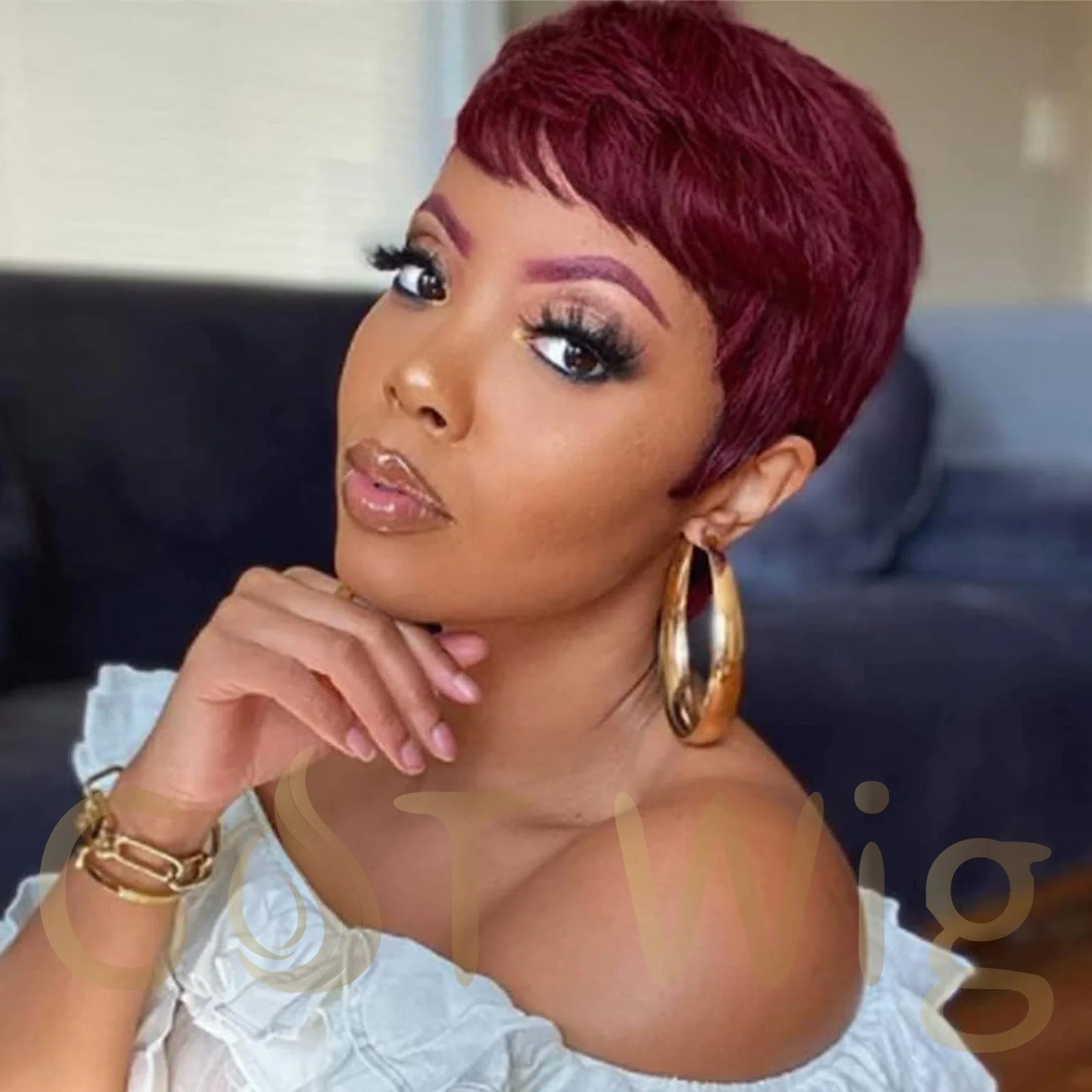 G&T Wholesale Layered Wigs with Bangs for Women Short None Lace Front Hair Glueless Wear and Go Wig Pixie Cut Human Hair Wigs