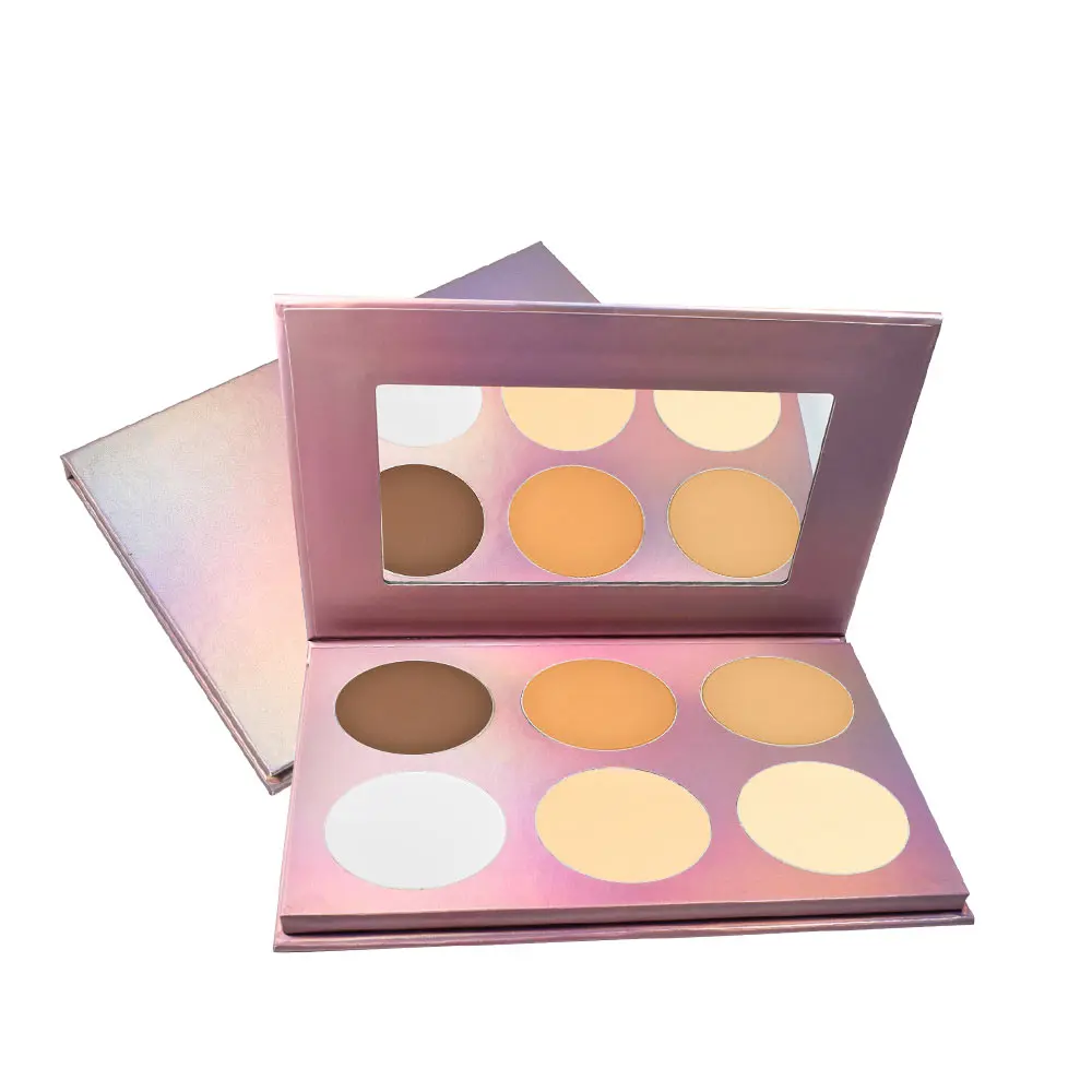 DIY 6 Colors Compact Powder Waterproof Long Lasting Makeup Matte Compact Pressed Powder Foundation Private Label