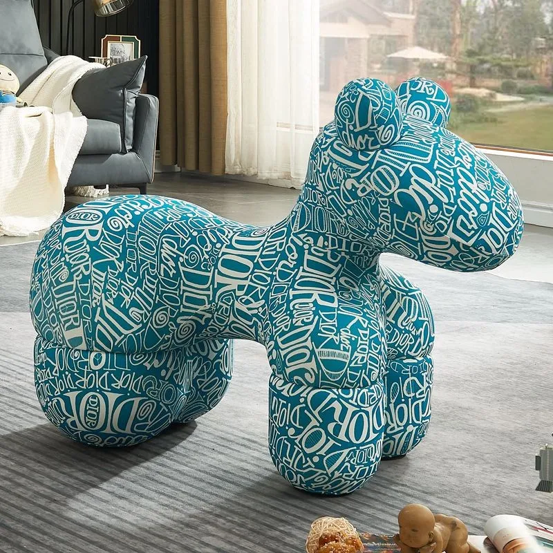 Scandinavian Creative Pony Chair Single Sofa Seat for Children Fabric Animal Stool for Living Room Bedroom Hotel Leisure Use