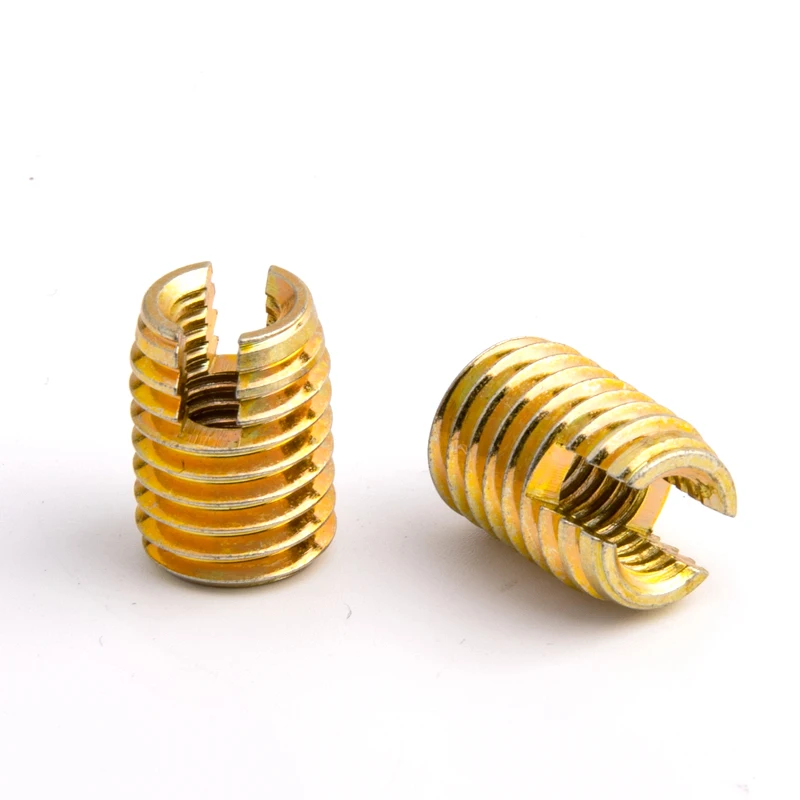 Brass Nut 302 Slotted Style M3 M4 M5 Threaded Metal Self Tapping Insert Slotted Screw Thread Repair Insert