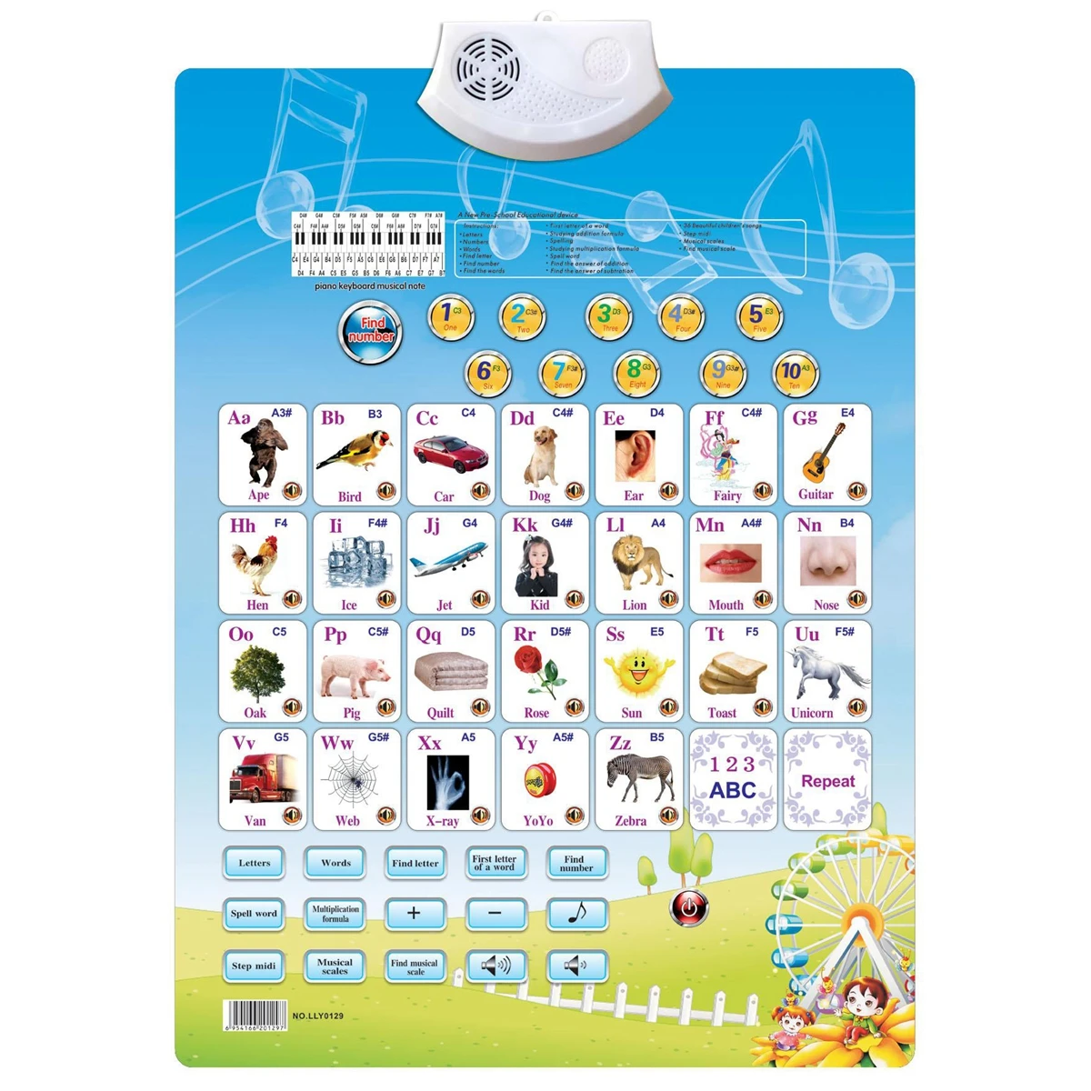LLY0129 Wholesale English Learning ABC Chart Talking Poster Toy Kids Learn Words Numbers Other Educational Toy