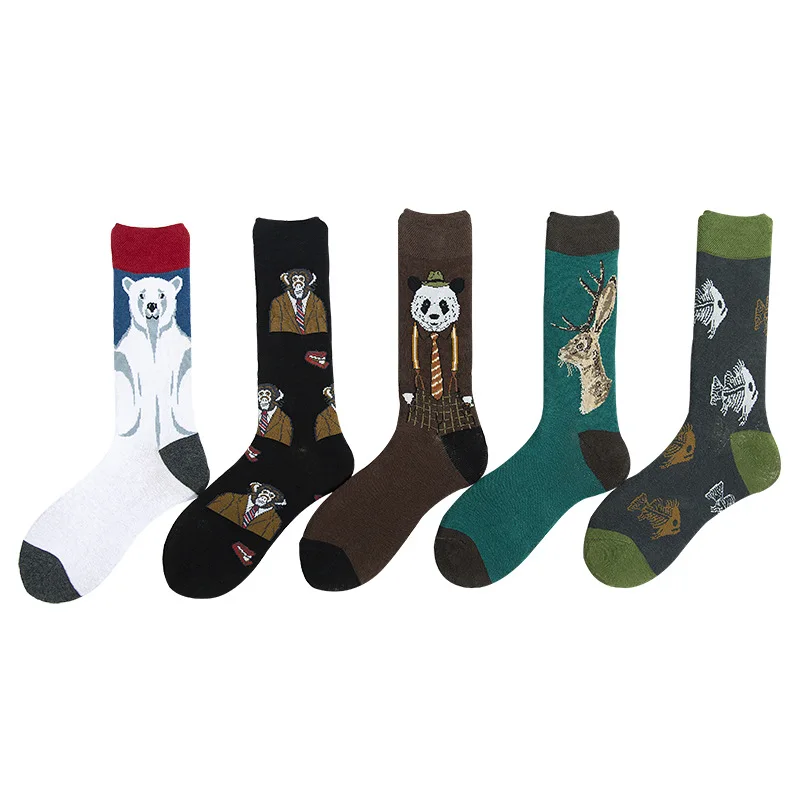 Happyslides High Quality Men Socks Printed 100% Cotton,Custom Print Sublimation Blank Socks,Men Printed Christmas Socks