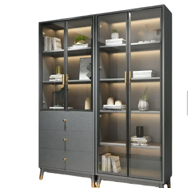 Living Room Cabinet new product metal Bookcase Wood and steel Bookshelf