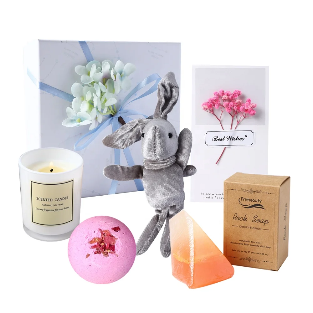 custom christmas women gift 	aromatherapy soy wax scented candles skin care travel bathroom bath ball bombs soap luxury bath set