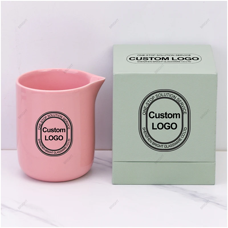 Wholesale Factory Luxury Spa Treatment Scented Candle Soy Wax Container Empty Spout White Ceramic Massage Candle Jar