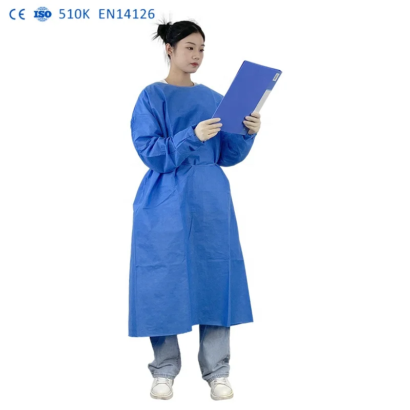 Factory Stock ASTM F1670 disposable chemotherapy gown EN1073 surgical gowns level 3 Medical Washable for Inpatient Wards