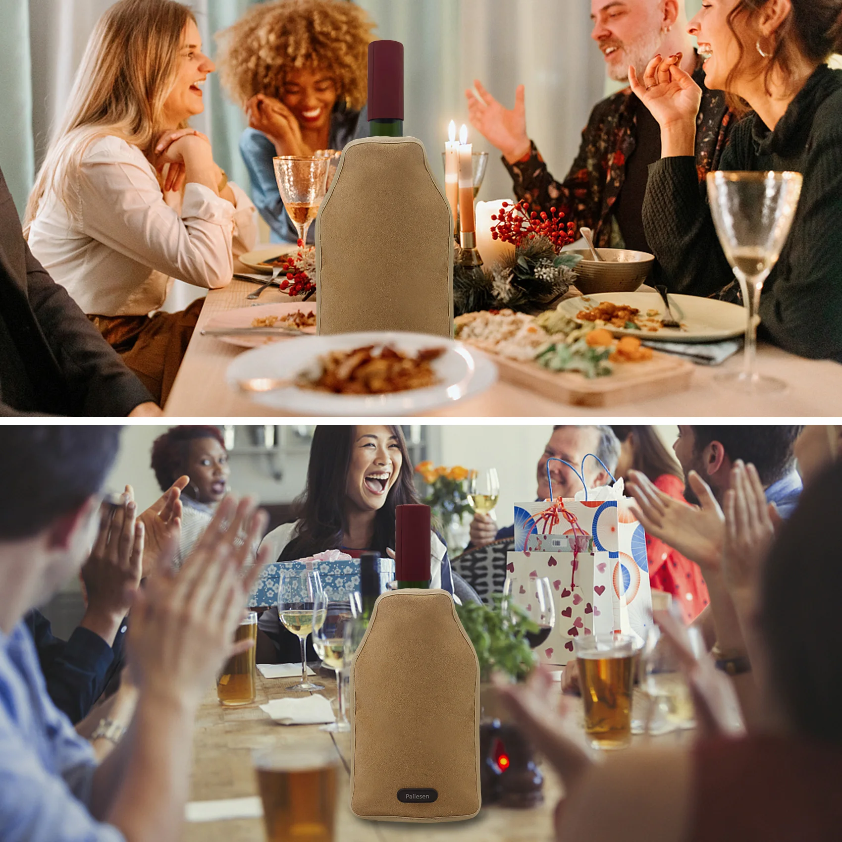 Trending product Cork pattern wine cooler sleeve Gel ice pack