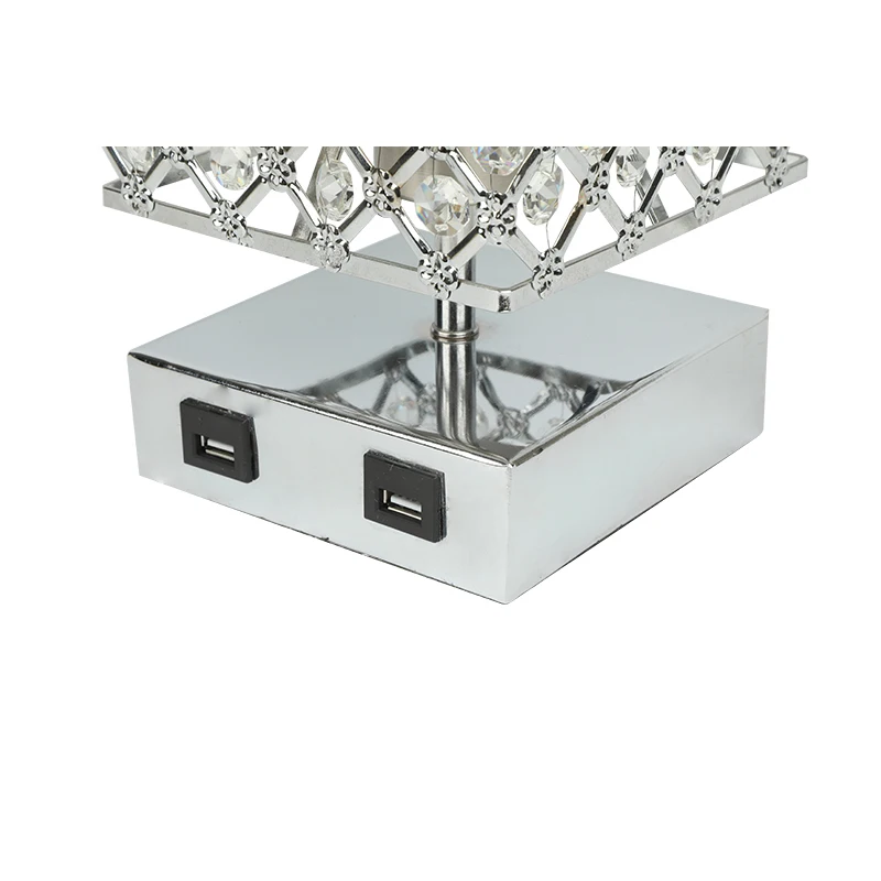 Touch Control Crystal Table Lamp Set of 2 Bedside Nightstand Lamps with 2 USB Charging Ports,Crystal Decorative Desk Lamp