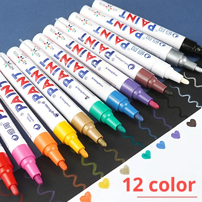 Metal paint pen White waterproof quick-drying oil-based marker Steel industrial tire repaint non-fading marker