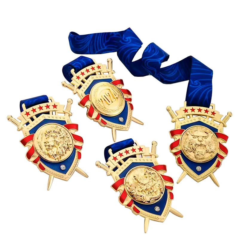 Custom Made Logo Zinc Alloy Silver Enamel Bronze Medallion Engraved Sports Finisher Medals Metal Medals