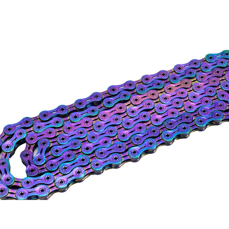 Wholesale high quality rainbow SUMC mountain road bike chain 10 11 12 speed plated color bicycle variable speed hallow chain