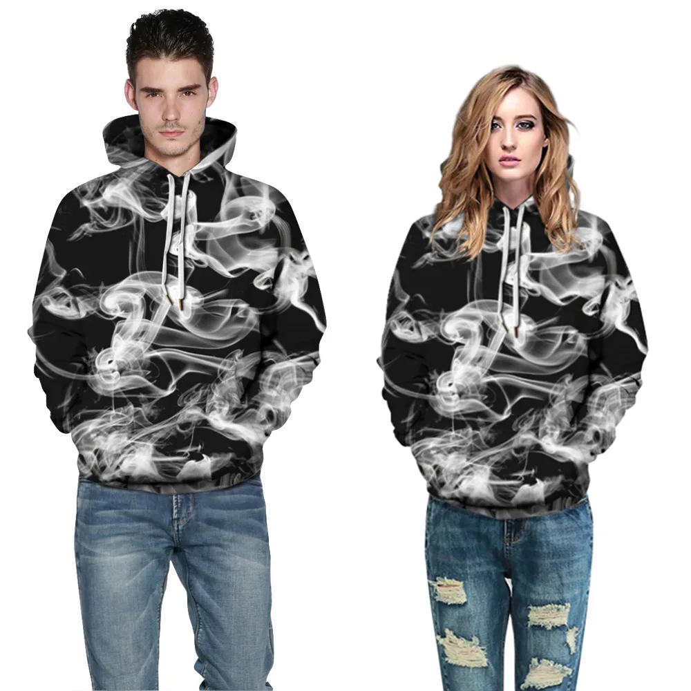 ZACAVIA Star Smoke Color Ink Digital Printing Hoodie Pullover Couple Baseball Jacket Hoodie for Women and Men