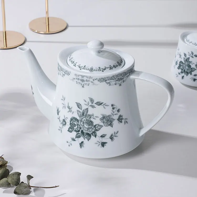 P&T Retro Rose white porcelain dinnerware set Round Salad Plate Ceramic Soup Dinner Dish Deep Plate For Restaurant