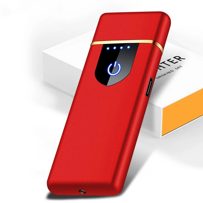 Customize Design Wholesale USB Rechargeable Metal Flameless Touch Screen Ultra-thin Electric Lighter