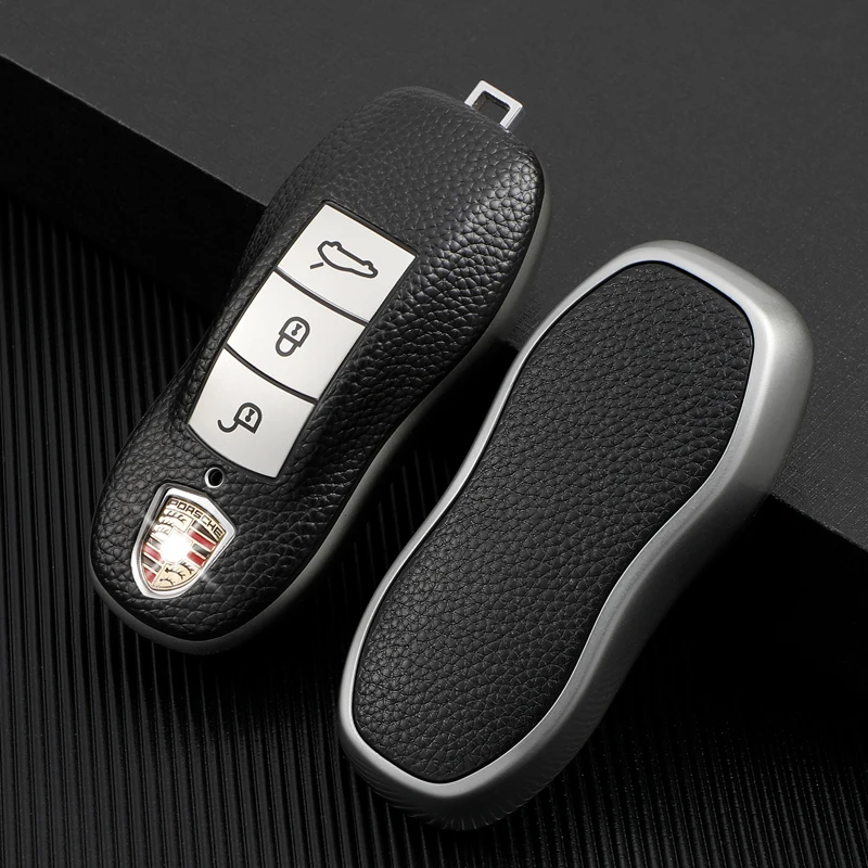 For Porsche Panamera Carrera Boxster Spyder Macan Cayman Cayenne 991 970 911 981 Suede Leather Key Case Fob Cover Shell Holder