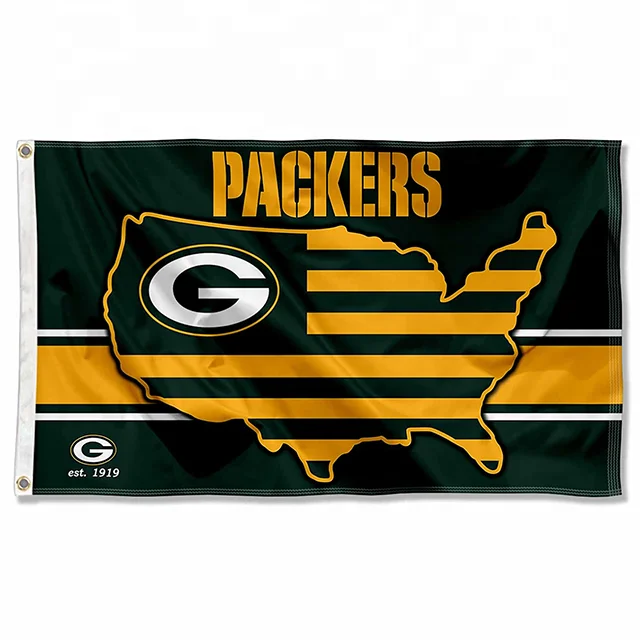 Factory Wholesale Digital Printing Nfl Team Indoor Outdoor Flags 3X5 Ft 100% Polyester Custom Green Bay Packers Flag